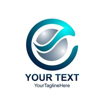 Initial letter E logo template colored blue sphere design for business and co Illustrazione stock