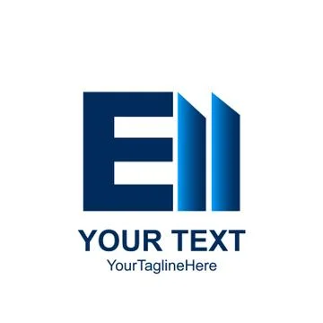 Initial letter E logo template colored blue bar graph design for business and Stock Illustration