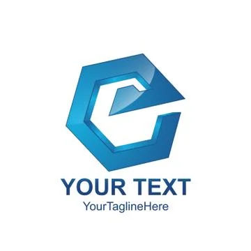 Initial letter E logo template colored blue hexagon design for business and c Illustrazione stock