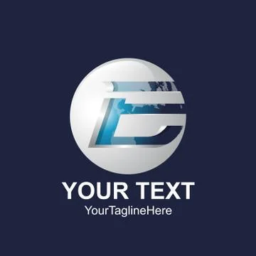Initial letter E logo template colored blue sphere design for business and co Stock Illustration