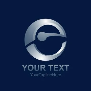 Initial letter E logo template colored grey circle design for business and co Stock Illustration
