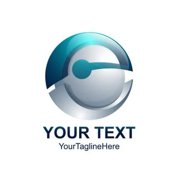 Initial letter E logo template colored blue sphere design for business and co Stock Illustration