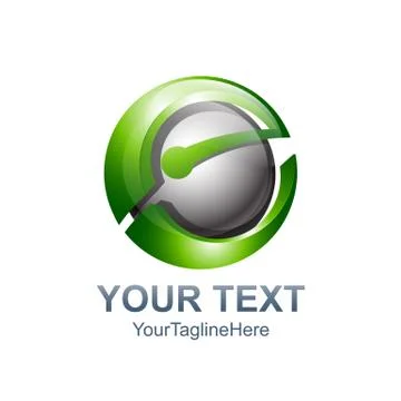 Initial letter E logo template colored silver green sphere design for busines Stock Illustration