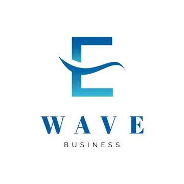 Initial Letter E Sea Wave Icon Logo Design Template Stock Illustration