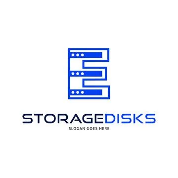 Initial Letter E Storage Disks Data Center Icon Vector Logo Template Illust.. Stock Illustration