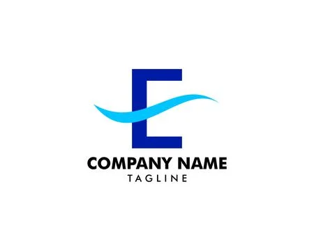 Initial Letter E with a Wave Logo Vector Illustration Stock Illustration