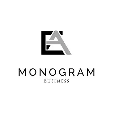Initial Letter EA Monogram Logo Design Template Stock Illustration