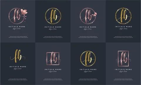 Initial letter EB E B handwriting logo set design template. Stock Illustration
