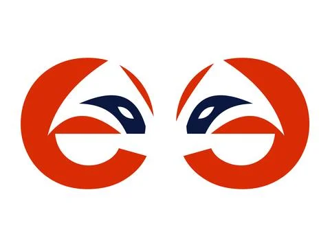 Initial Letter EE Fox Icon Design Stock Illustration