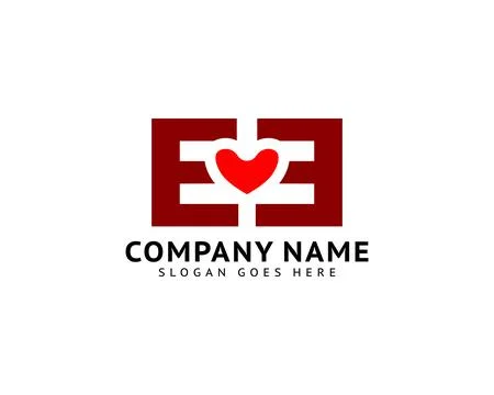 Initial Letter EE Heart Love Logo Icon Design Template Element Stock Illustration