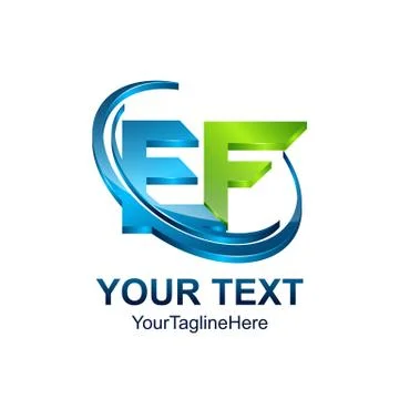 Initial letter EF logo template colored green blue swoosh design for business Stock Illustration