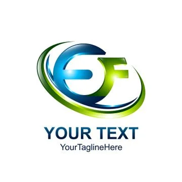 Initial letter EF logo template colored green blue swoosh design for business Stock Illustration