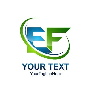 Initial letter EF logo template colored green blue swoosh design for business Stock Illustration