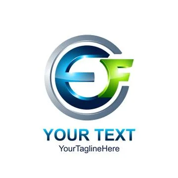 Initial letter EF logo template colored blue green circle design for business Stock Illustration