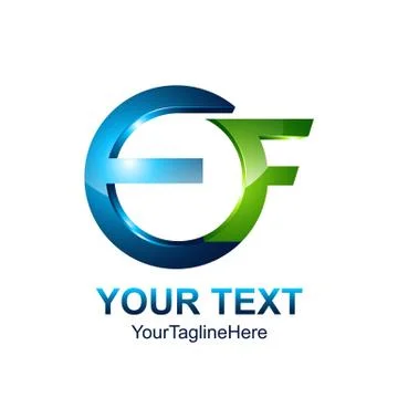 Initial letter EF logo template colored blue green circle design for business Illustrazione stock