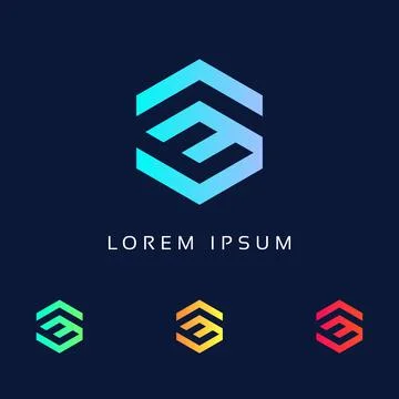 Initial letter EF minimalist Logo, ef Font Polygon shape monogram Stock Illustration