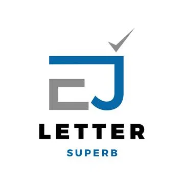 Initial Letter EJ Check Mark Icon Logo Design Template Stock Illustration