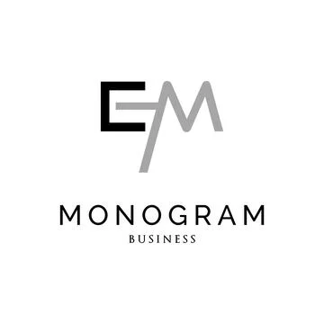 Initial Letter EM Monogram Logo Design Template Stock Illustration
