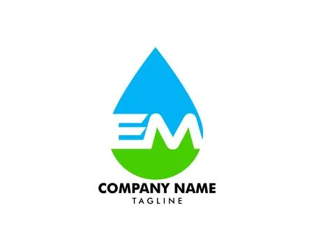 Initial Letter EM With Water Drop Logo Stock Illustration