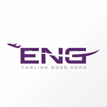 Initial letter ENG font cut flying plane monogram typography aviation Illustrazione stock