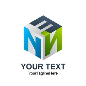 Initial letter ENN logo template collorfull 3D cube design for business and c Stock Illustration