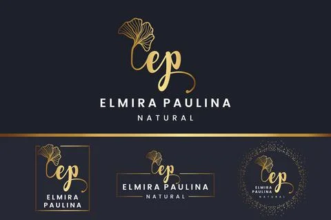 Initial letter EP E logo flower, leaf and beauty. Floral and botanical design Stock Illustration