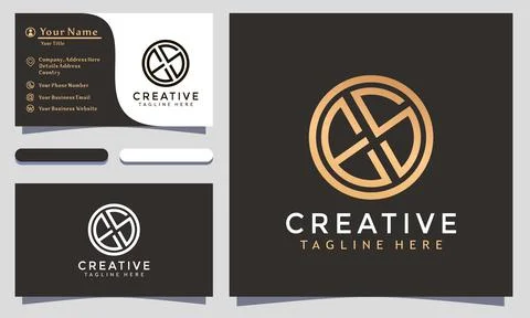Initial Letter ES Circle Geometric logo design vector illustration, minimalis Stock Illustration