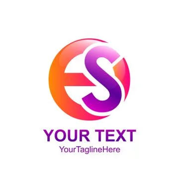 Initial letter ES logo template colorfull circle design for business and comp Illustrazione stock