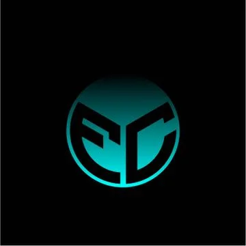 Initial letter F C Modern circle with elegant colored background frame Stock Illustration