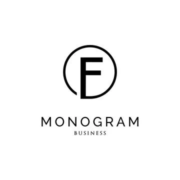 Initial Letter F Circle Monogram Icon Logo Design Template Stock Illustration