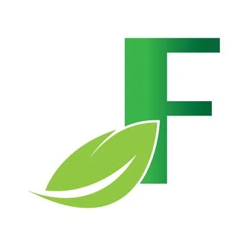 Initial Letter F With Leaf Logo,green eco leaf letter F logo design template Stock Illustration