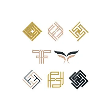 Initial letter F logo design templates vectors set Illustrazione stock