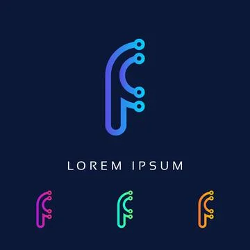 Initial Letter F Logo Design, Letter Logo, Technology Company concept Illustrazione stock