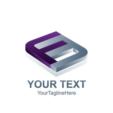 Initial letter F logo template colored purple grey curved square design for b Stock Illustration