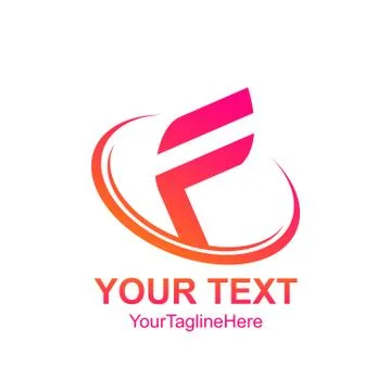 Initial letter F logo template colorfull swoosh design for business and compa Stock Illustration