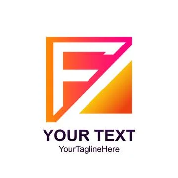 Initial letter F logo template colorfull square design for business and compa Stock Illustration
