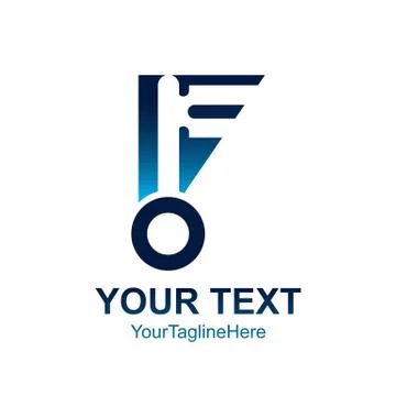 Initial letter F logo template colored blue key hole design for business and  Stock Illustration