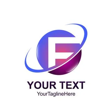 Initial letter F logo template colorfull circle swoosh design for business an Stock Illustration