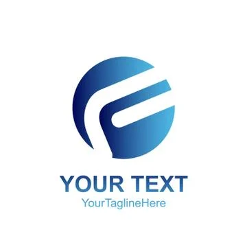 Initial letter F logo template colored blue circle design for business and co Stock Illustration