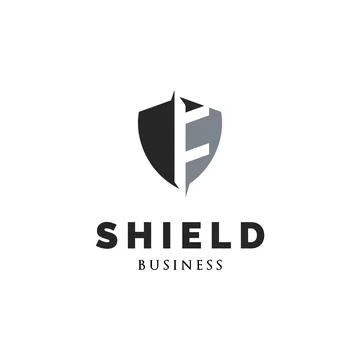 Initial Letter F Shield Icon Logo Design Template Stock Illustration