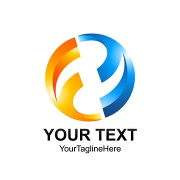 Initial letter FF logo template colored orange blue circle reflection design Illustrazione stock