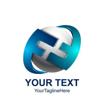 Initial letter FF logo template blue grey circle sphere reflect design for bu Illustrazione stock