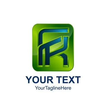 Initial letter FK logo template colored green blue square design for business Stock Illustration