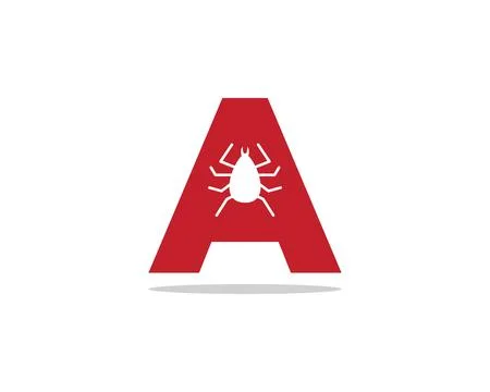 Initial Letter A with Flea Animals Design Logo Vector Stock Illustration