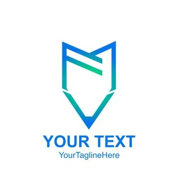 Initial letter FM logo template colored blue pen design for business and comp Stock Illustration