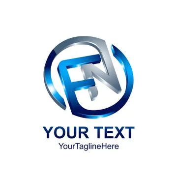 Initial letter FN logo template colored blue circle design for business and c Stock Illustration