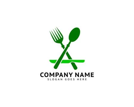 Initial Letter A with Fork, Spoon, Knife for Restaurant Logo Design Stock-Illustration