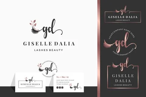 Initial letter G GD lash, Eyebrow, Lashes, eyelash extension logo design coll Stock Illustration