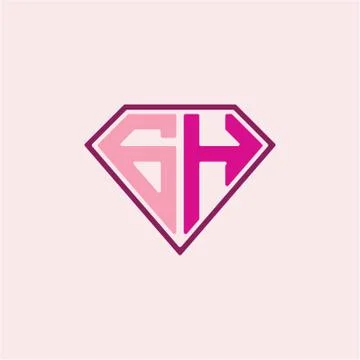 The initial letter of the G H logo is diamond shaped, with a modern minimalis Stock Illustration