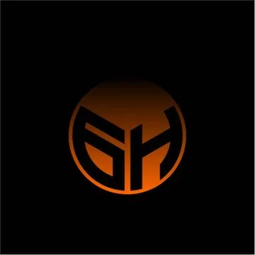 Initial letter G H Modern circle with elegant colored background frame 스톡 일러스트